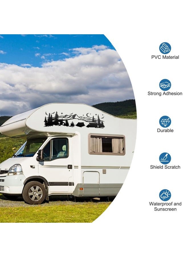 Linkstyle 2pcs Car Stickers, RV Camping Forest Mountain Vinyl Decals with Trees and Stars, Die Cut Sticker Decoration for Motorhome Van SUV Travel Trailer - Image 3