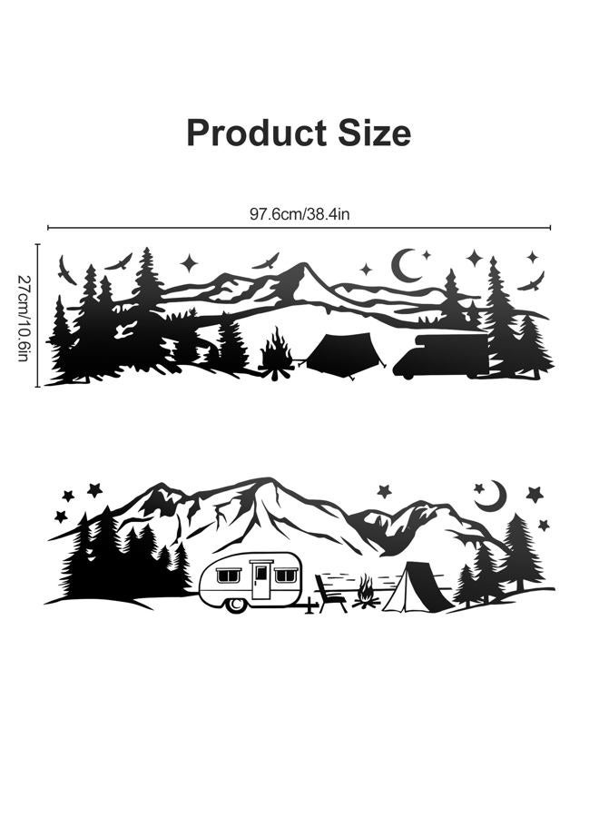 Linkstyle 2pcs Car Stickers, RV Camping Forest Mountain Vinyl Decals with Trees and Stars, Die Cut Sticker Decoration for Motorhome Van SUV Travel Trailer - Image 2