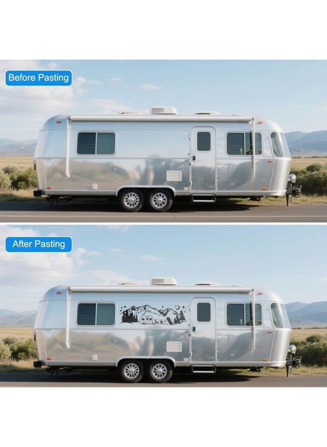 Linkstyle 2pcs Car Stickers, RV Camping Forest Mountain Vinyl Decals with Trees and Stars, Die Cut Sticker Decoration for Motorhome Van SUV Travel Trailer - Image 4