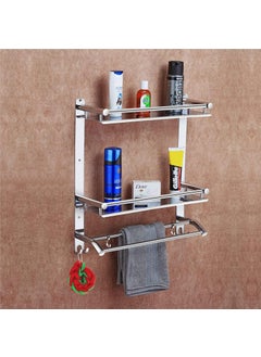 SmartSlide SmartSlide Stainless Steel Multiuse Rack Bathroom Shelf Kitchen Shelf Bathroom Stand Bathroom Rod with Hook Bathroom Accessories  - Image 1