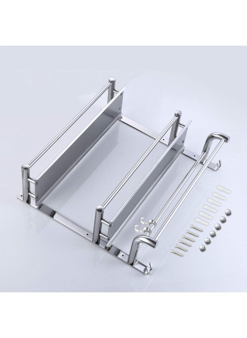 SmartSlide SmartSlide Stainless Steel Multiuse Rack Bathroom Shelf Kitchen Shelf Bathroom Stand Bathroom Rod with Hook Bathroom Accessories  - Image 3