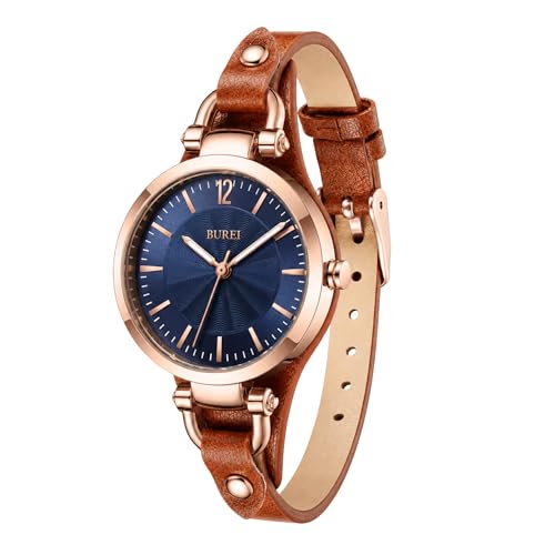 BUREI Women Watches Simple Leather Strap Watch Analog Quartz Watches Small Thin Ladies Watch Bracelet Band Wristwatch Gifts for Women - Image 1