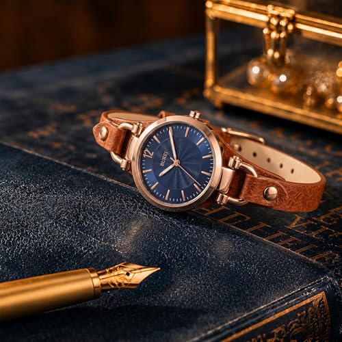 BUREI Women Watches Simple Leather Strap Watch Analog Quartz Watches Small Thin Ladies Watch Bracelet Band Wristwatch Gifts for Women - Image 3