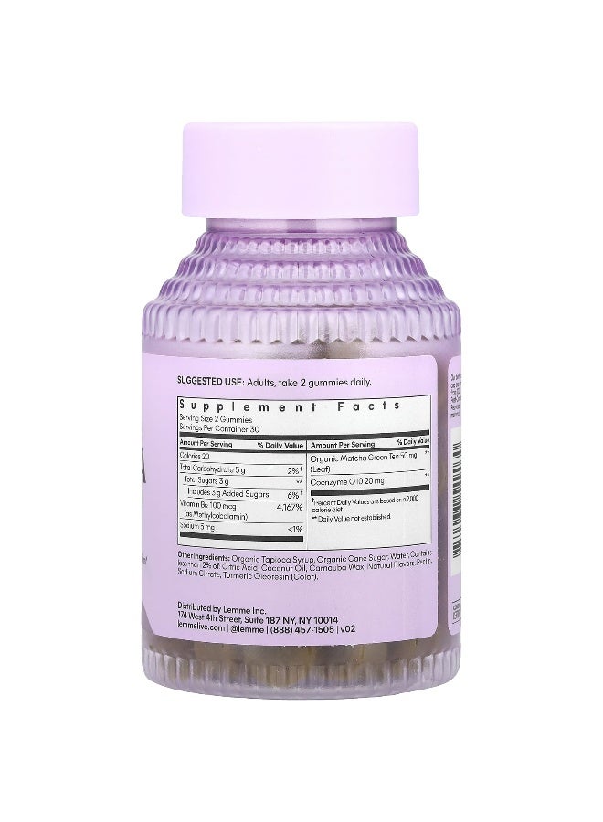 Lemme ليمى، جوميز طاقة B12 و CoQ10، ماتشا، 60 جوميز - Image 2