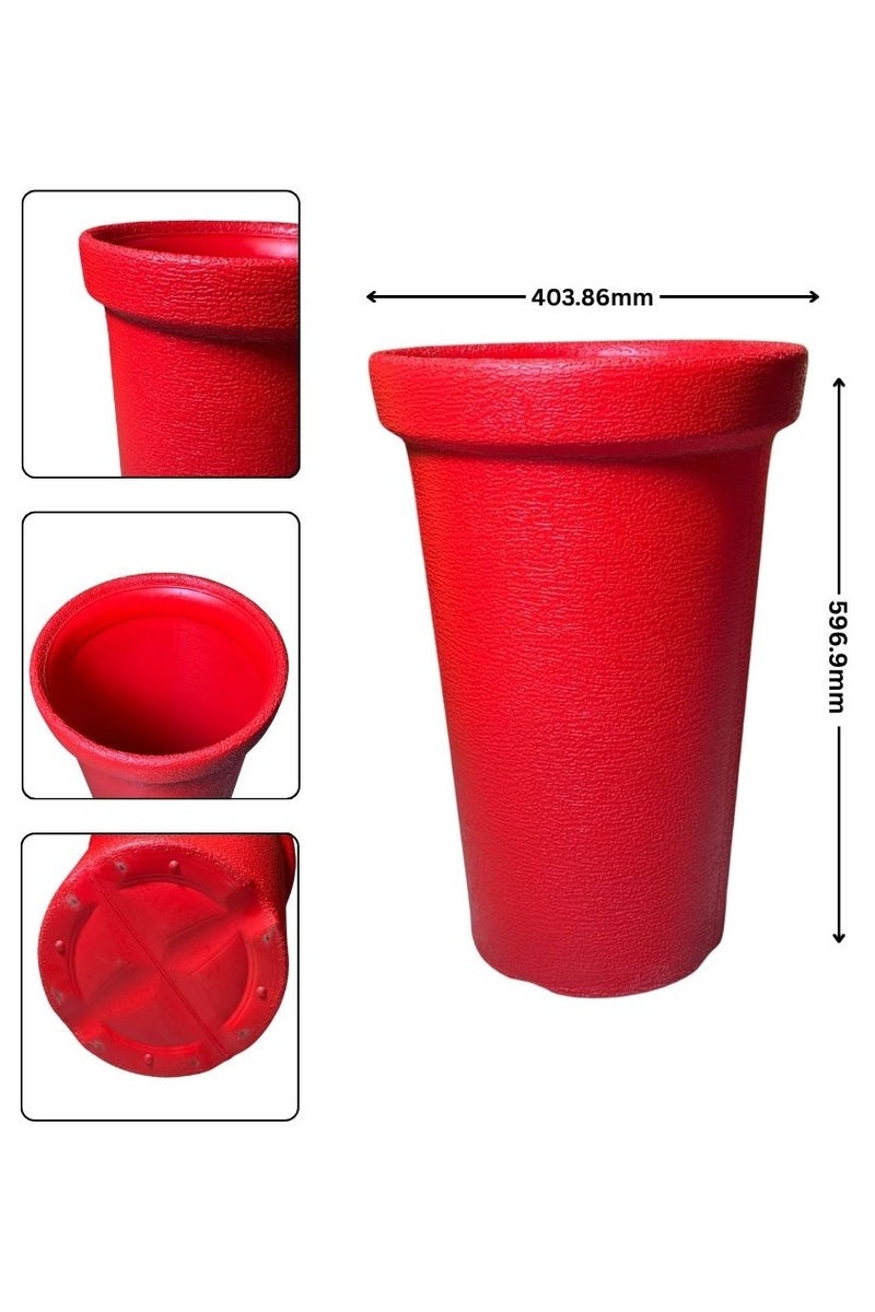 إس إن إتش وعاء زهور بلاستيكي متين - حاويات نباتات خارجية وداخلية متعددة الاستخدامات، مثالي للاستخدام في البستنة والحضانة، مقاس 16 بوصة - لون أحمر - Image 2