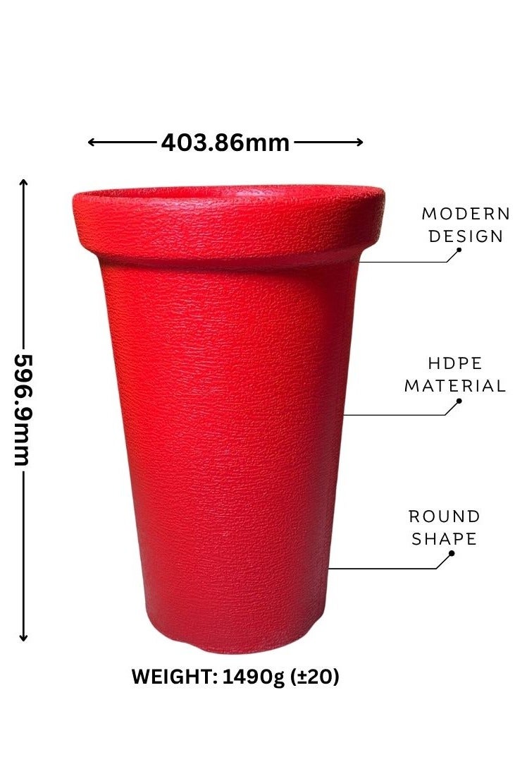 إس إن إتش وعاء زهور بلاستيكي متين - حاويات نباتات خارجية وداخلية متعددة الاستخدامات، مثالي للاستخدام في البستنة والحضانة، مقاس 16 بوصة - لون أحمر - Image 1