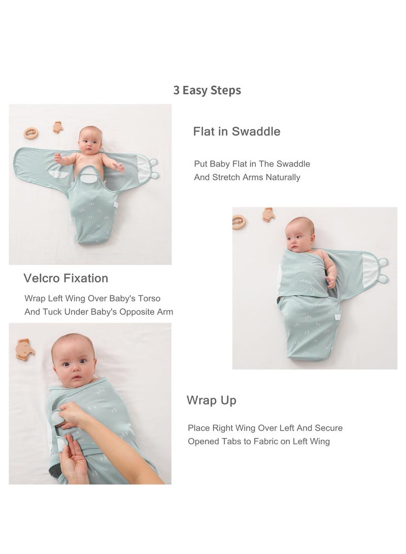انسولار كيس نوم لطيف للطفل، ثلاثة قطع لفافة قماط مواليد قابلة للتعديل من قطن قابل للتنفس مئة في المئة، للاستخدام من الولادة حتى عمر أربعة أشهر - Image 4