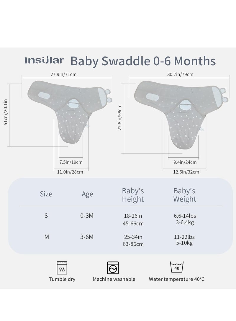 انسولار كيس نوم لطيف للطفل، ثلاثة قطع لفافة قماط مواليد قابلة للتعديل من قطن قابل للتنفس مئة في المئة، للاستخدام من الولادة حتى عمر أربعة أشهر - Image 2