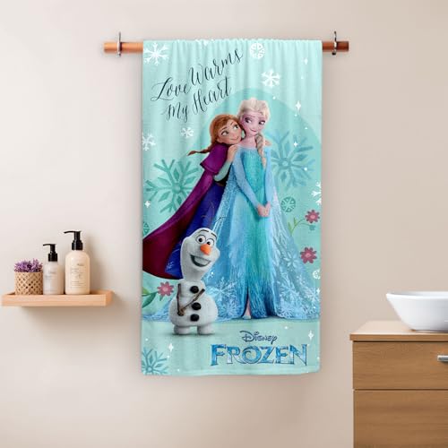 Sassoon Frozen Bath Towel, Cotton, Gentle, Super Absorbant, Easy Care, Long Lasting, Cartoon Theme Bath Towel for Kids 55X110 cm - Image 1