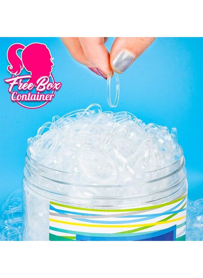 Teenitor Clear Elastic Hair Bands, Teenitor 2000pcs Mini Hair Rubber Bands with a Box, Soft Hair Elastics Ties Bands 2mm in Width and 30mm in Length - Image 1