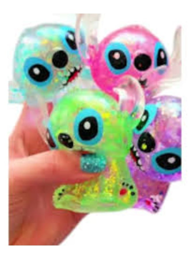 Stitch design squishy pinch squeeze glitter gel fidget toy ideal for returns gifts and party favors birthday party pack of 2 - Image 2