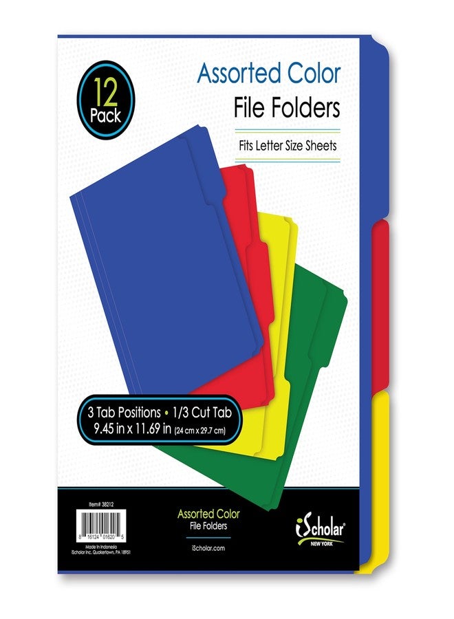 iScholar Assorted Color File Folders, Letter Size, 12 Pack (38212) - Image 1