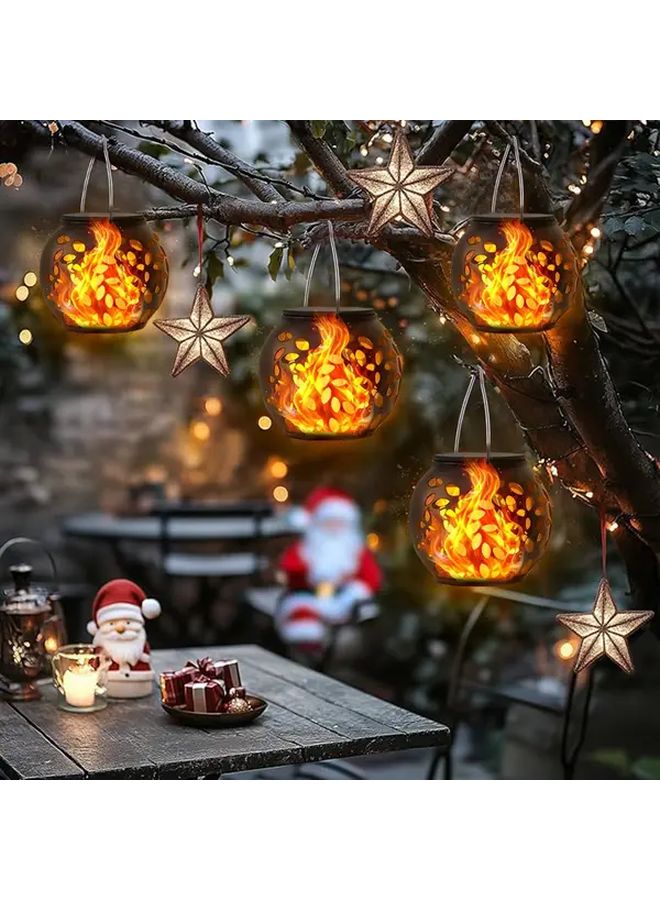 8 Packs Outdoor Solar Lanterns Warm Light Solar Flame Hanging Lights For Garden Patio - Image 5