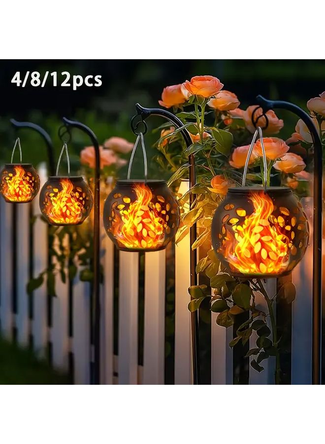 8 Packs Outdoor Solar Lanterns Warm Light Solar Flame Hanging Lights For Garden Patio - Image 3