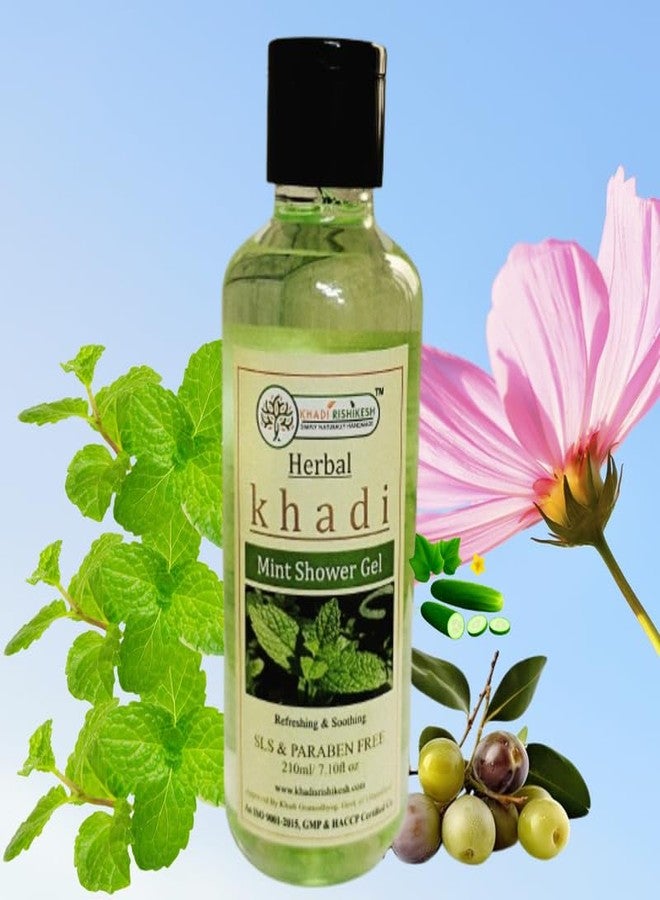 Khadi Rishikesh Herbal Mint Shower Gel - 210ML | Improves Skin Tone, Reduces Wrinkles, Removes Blackheads & Dead Skin Cells Mint Body Wash for Men and Women | SLS and Paraben Free - Image 3