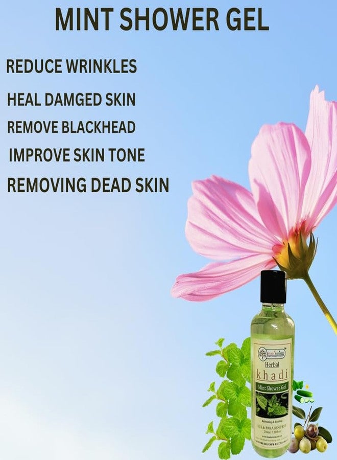 Khadi Rishikesh Herbal Mint Shower Gel - 210ML | Improves Skin Tone, Reduces Wrinkles, Removes Blackheads & Dead Skin Cells Mint Body Wash for Men and Women | SLS and Paraben Free - Image 4