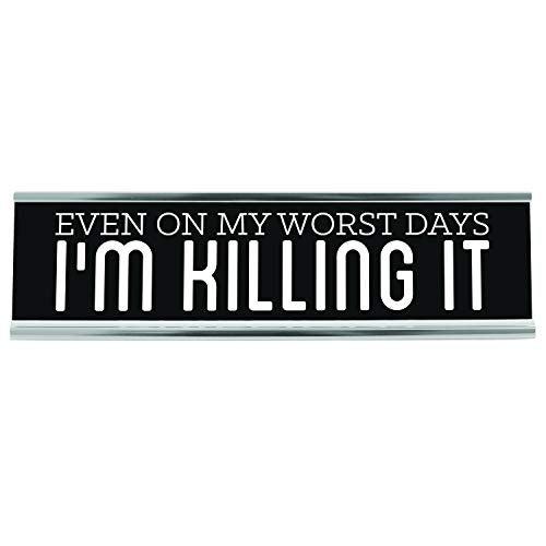 WELLSPRING "I'm Killing It" Acrylic Desk Sign - Witty and Funny Desk Signs for Office, Perfect Office Gifts for Boss & Co Workers - Modern Office Desk Signs - 8x2 Freestanding Funny Desk Sign - Image 1