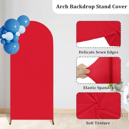 U+U 6FT Wedding Arch Cover Spandex Arch Backdrop Cover for Birthday Party Ceremony Banquet Decoration (Red, 6FT) - Image 3