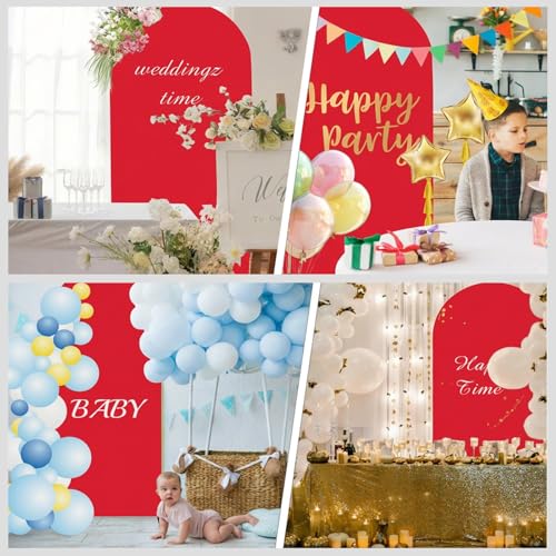 U+U 6FT Wedding Arch Cover Spandex Arch Backdrop Cover for Birthday Party Ceremony Banquet Decoration (Red, 6FT) - Image 2