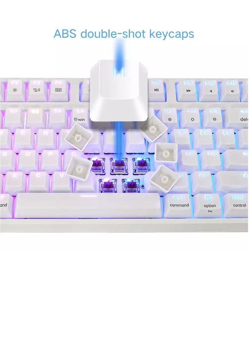 SKYLOONG - GK87S RGB Bluetooth/Wired Gaming Keyboard - Optical Yellow Switch (Silent & Linear) - Hot Swappable - Detchable Braided USB C Cable - Full RGB With Software - Image 1