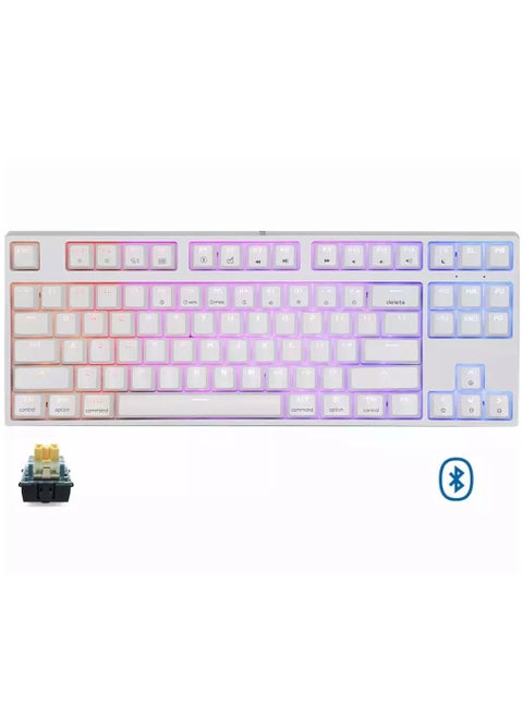 GK87S RGB Bluetooth/Wired Gaming Keyboard - Optical Yellow Switch (Silent & Linear) - Hot Swappable - Detchable Braided USB C Cable - Full RGB With Software