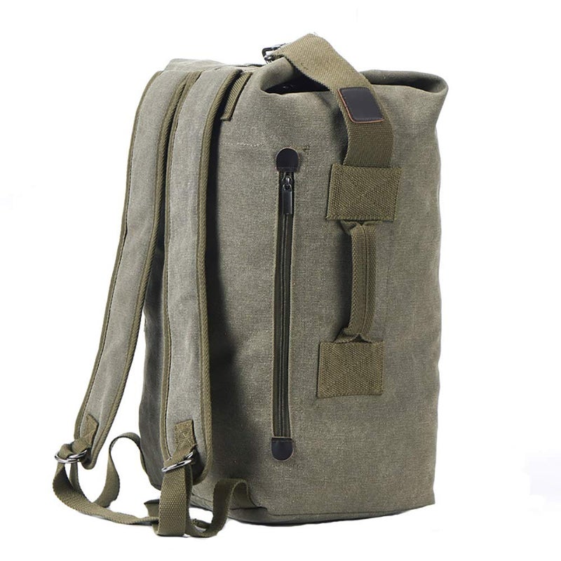 Jellybro Military Duffel Bag Top Load Double Strap Canvas Backpack Army Travel upgrade army green small - Image 2