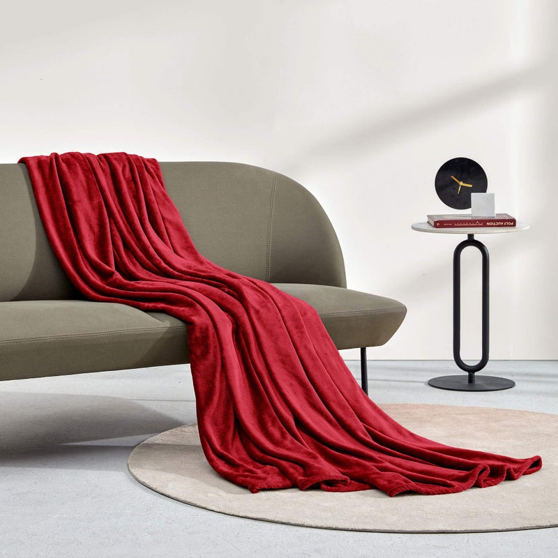 SLEEP ZONE Burgundy Fleece Blanket Super Soft Cozy Throw Flannel Blanket  Lightweight Comfy Fuzzy Blanket Plush Throw Blankets for Couch  Sofa  Bed  Camping  Travel  60x80Inches - Image 2