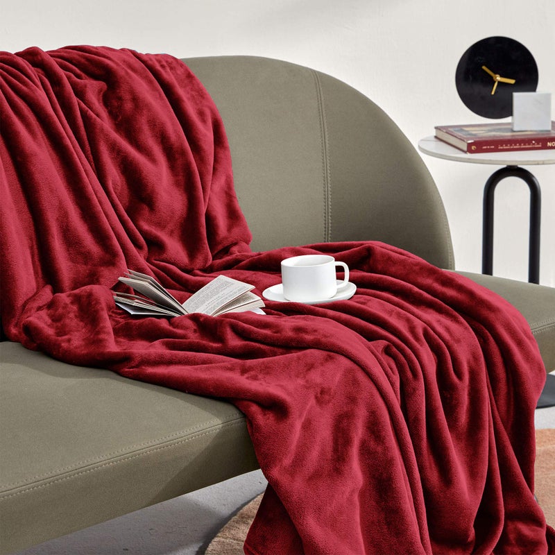 SLEEP ZONE Burgundy Fleece Blanket Super Soft Cozy Throw Flannel Blanket  Lightweight Comfy Fuzzy Blanket Plush Throw Blankets for Couch  Sofa  Bed  Camping  Travel  60x80Inches - Image 1