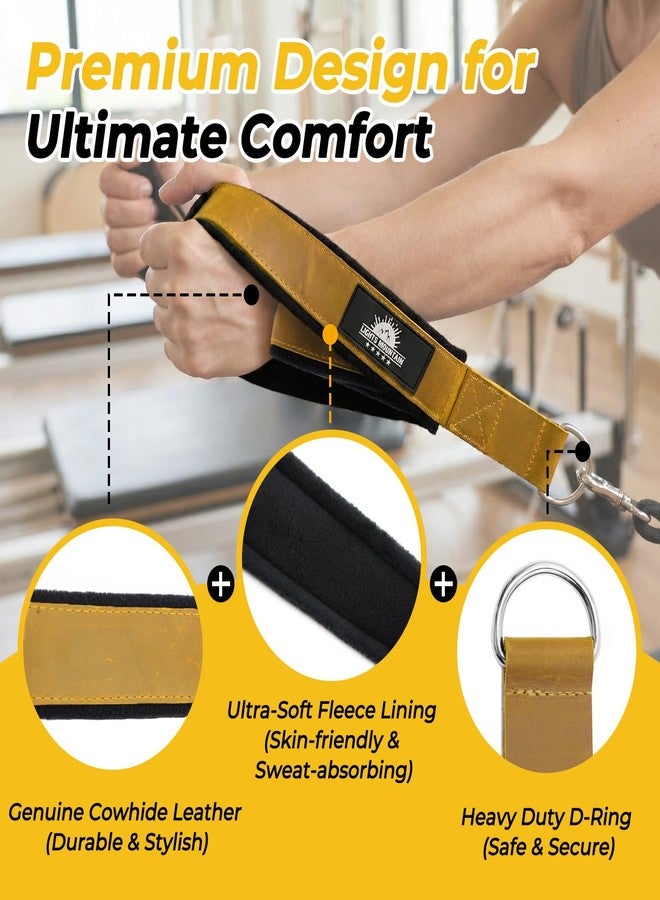 Lights Mountain Leather Pilates Double Loop D-Ring Straps - Soft Fleece Lined for Reformer, Dual Loops for Hands & Legs, Home & Studio Gym Accessories - Image 2