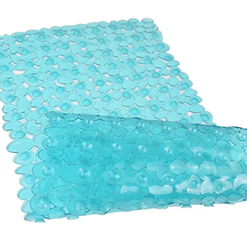 SONGZIMING Bathtub Mat Non Slip Pebble Bath Shower Mat with Drain Holes Suction Cups Mat for Tub 16 W x 35 L Clear Green