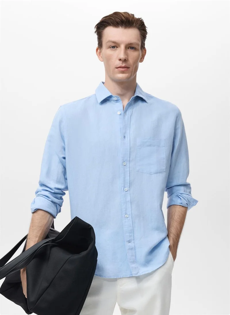 Mango Man Pocket linen shirt