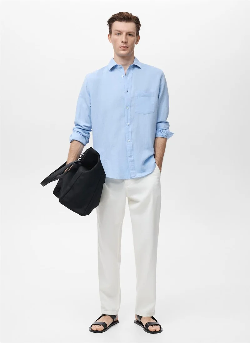 Mango Man Pocket linen shirt