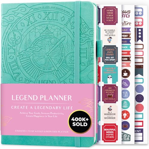 Legend Planner Weekly Monthly Life Planner to Hit Your Goals Live Happier Organizer Notebook Productivity Journal A5 Aquamarine