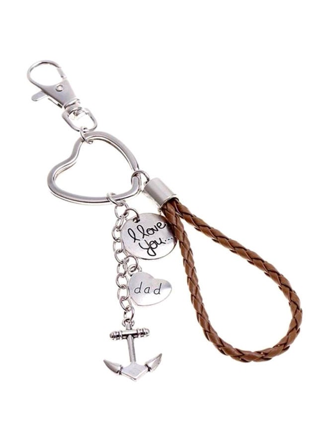 Loquat Dad I Love You Boat Anchor Leather Bracelets Heart Shaped Key Chain