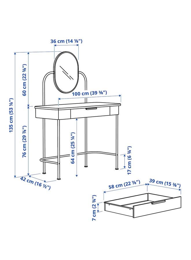 erorex Dressing table, anthracite, 100x42 cm - Image 3