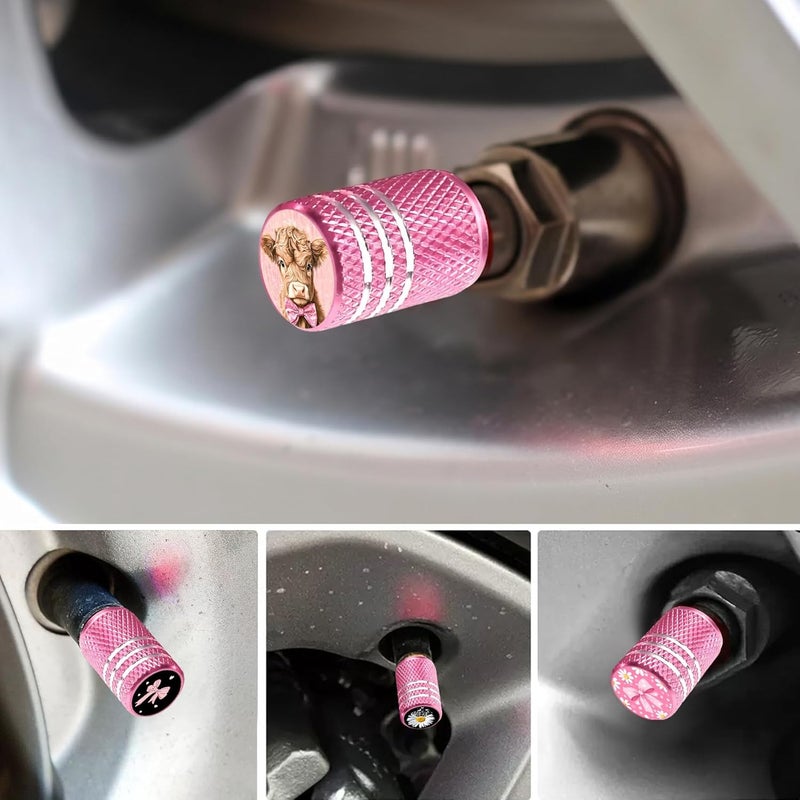 DoYoMo 4pcs Red Valve Stem Caps Cat Face Tire Air Caps Aluminum Car Valve Stem Cover Cover for Auto SUV Truck Bicycle Motorcycle Corrosion Proof Universal Cars Accessories Cat Face Gifts for Women Men - Image 5