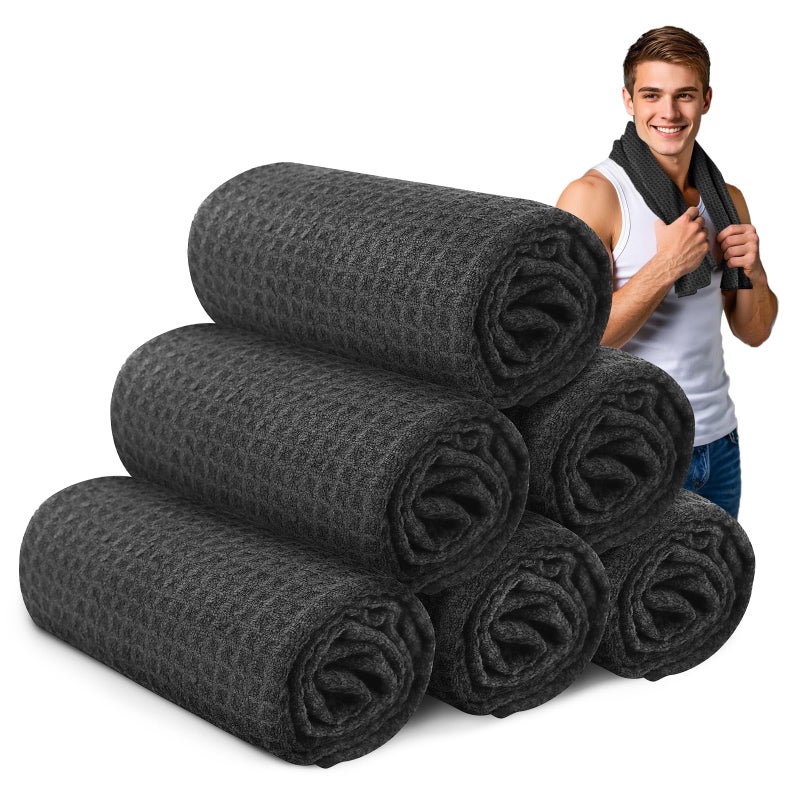 SOOWASH Microfiber Gym Towels for Working Out, Sweat Towels, Workout Gear for Body Sweat, Remove Bacterias, Quick Dry Lightweight Fast Drying, Women & Men,Hot Yoga, Exercise, 16"X27" Black - Image 1