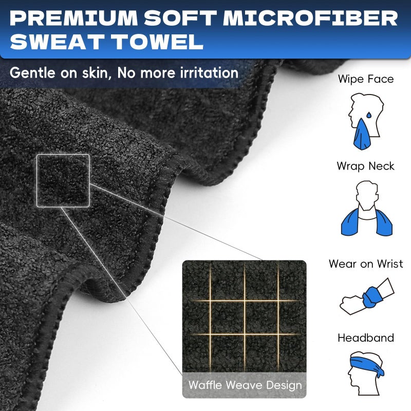 SOOWASH Microfiber Gym Towels for Working Out, Sweat Towels, Workout Gear for Body Sweat, Remove Bacterias, Quick Dry Lightweight Fast Drying, Women & Men,Hot Yoga, Exercise, 16"X27" Black - Image 5