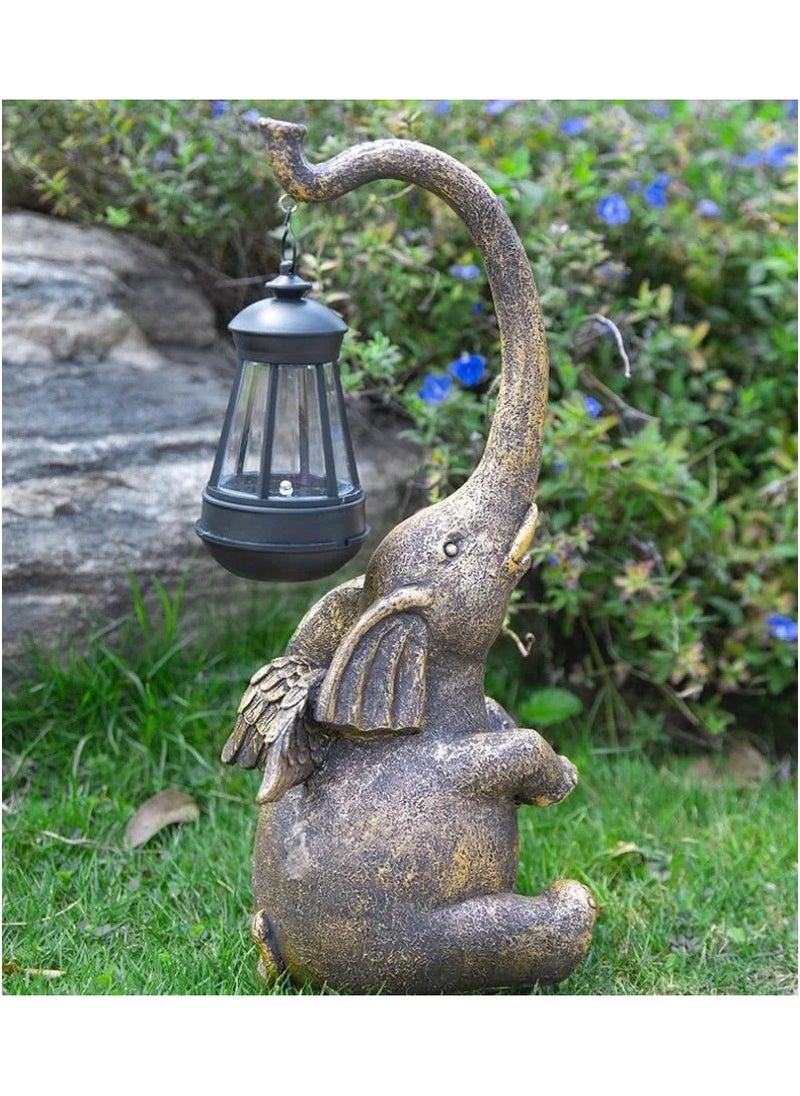 DubaiGallery Solar Garden Statue 15'' Elephant Figurine Outdoor Decor LED Lights for Outside Patio Yard Lawn Decorations House warming Gifts  - Image 4