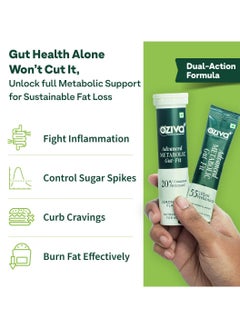 OZiva Advanced Metabolic Gut Fit Gut Metabolic Health Cinnamon Polyphenols B420 Probiotic Oat Fiber Prebiotic 30 Sachets 30 Effervescent Tablets  - Image 3