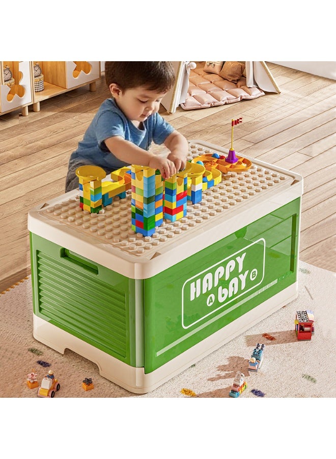 صندوق تخزين ليجو بعجلات وقاعدة بناء - يسع اكثر من ١٠٠٠+ قطعة ليجو - صندوق العاب اطفال قابل للطي كبير غطاء قاعدة بناء حقيقية - يحول الفوضى إلى ملعب إبداعي - Image 1