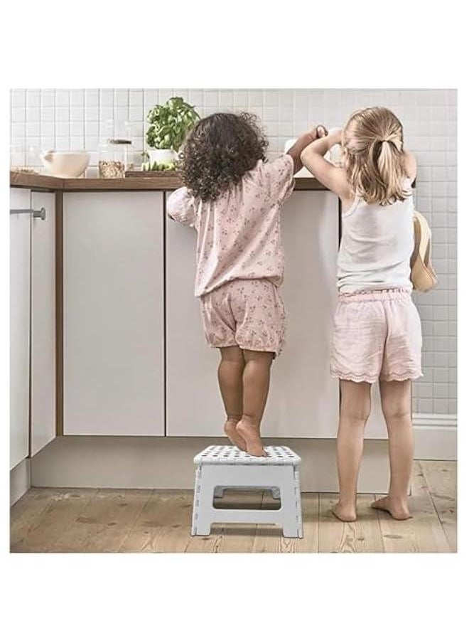 MIXDE - Folding Step Stool for Kids And Adults, Collapsible Foot Stools 9 Inch Height, Portable Foldable Plastic Stool for Kitchen, Bathroom, Garden, Stool Lightweight Outdoor (White) - Image 1