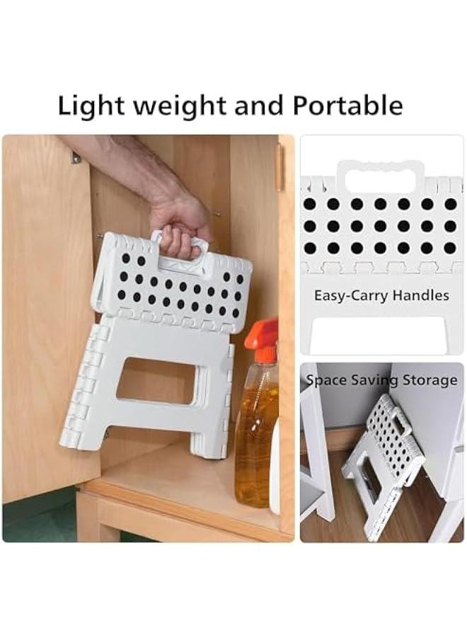 MIXDE - Folding Step Stool for Kids And Adults, Collapsible Foot Stools 9 Inch Height, Portable Foldable Plastic Stool for Kitchen, Bathroom, Garden, Stool Lightweight Outdoor (White) - Image 1