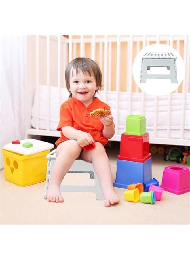 MIXDE - Folding Step Stool for Kids And Adults, Collapsible Foot Stools 9 Inch Height, Portable Foldable Plastic Stool for Kitchen, Bathroom, Garden, Stool Lightweight Outdoor (White) - Image 1