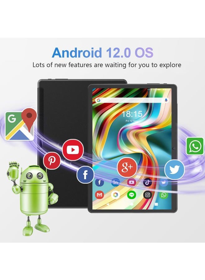 FEONAL تابلت 10.1 بوصة أندرويد 12 تابلت 2024 آخر تحديث مع معالج ثماني النواة وذاكرة تخزين 64 جيجابايت، كاميرا مزدوجة 13 ميجابكسل + 5 ميجابكسل، واي فاي، بلوتوث، نظام تحديد المواقع، دعم توسيع 512 جيجابايت، شاشة IPS بدقة Full HD (أسود) - Image 4