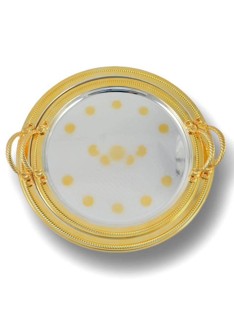 Homemaker 2-Piece Round Luxury Serving Tray, Large 40cm & Medium 35cm, Steel, Silver & Gold  - Image 1
