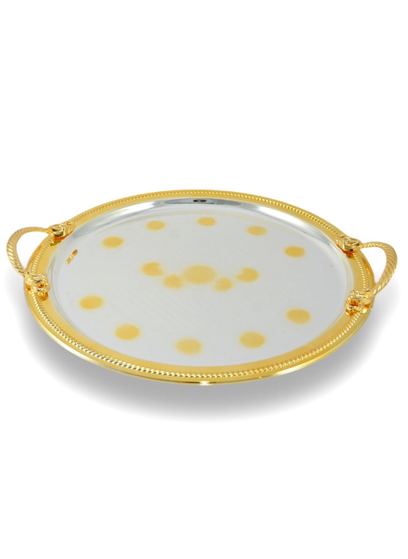 Homemaker 2-Piece Round Luxury Serving Tray, Large 40cm & Medium 35cm, Steel, Silver & Gold  - Image 4