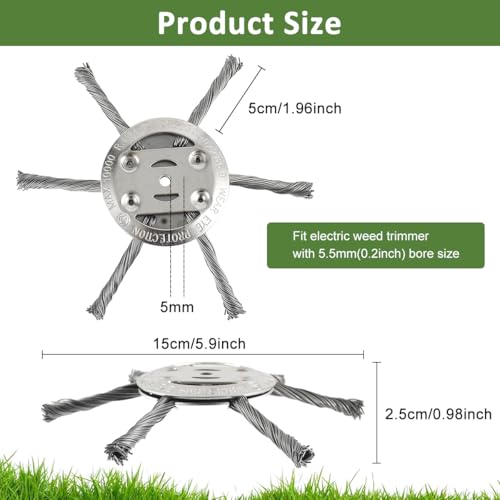 Supvox® Grass Trimmer Head Replacement - Stainless Steel 6-Prongs Brush Cutter Head Blade - 15CM Garden Grass Cutter Blade - Universal Weed Brush Cutter - Brush Cutter Trimmer Accessories/Attachment - Image 2