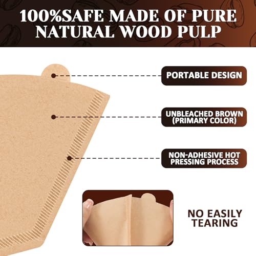 SyeiouC 100 Count Coffee Filters 4 Premium Cone Coffee Filters 812 cup Unbleached Natural Paper Disposable Coffee Filters 4 Cone Paper for Pour Over and Drip Coffee Maker - Image 3