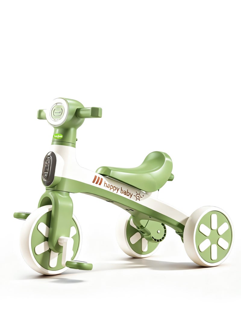 BAYBEE Baby Tricycle for Kids Balance bike with Dual mode trikes with music 3- Eva wheel Bicycle for Indoor Outdoor use Baby Cycle for Children 1-5 Years Boys & Girls (GREEN) - Image 1